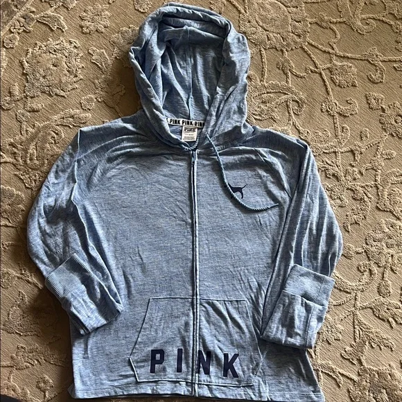 PINK Victoria's Secret Blue Hoodie and Wide Leg Pant Lounge Set - Picture 3 of 4